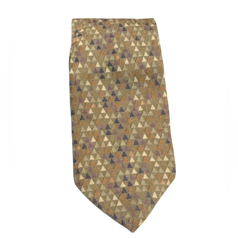 Alexander Julian COLOURS Mini Triangle Block Tie Vintage 1980’s Olive Green